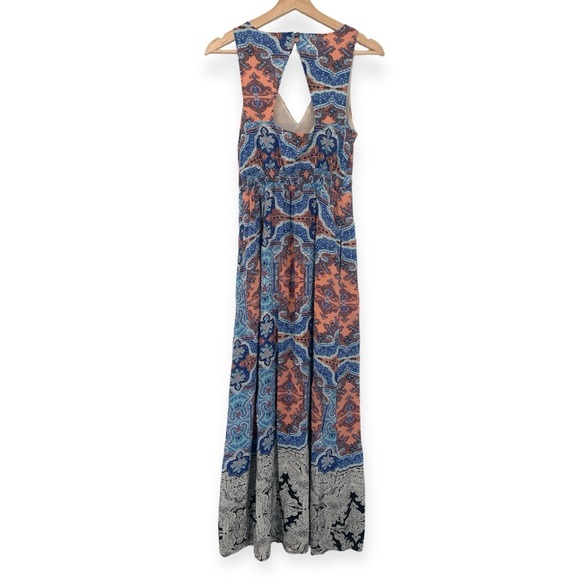 Maeve X Anthropologie 100% Silk Medallion Paisley  Maxi Dress W/ Pockets Size 4P - Picture 6 of 7